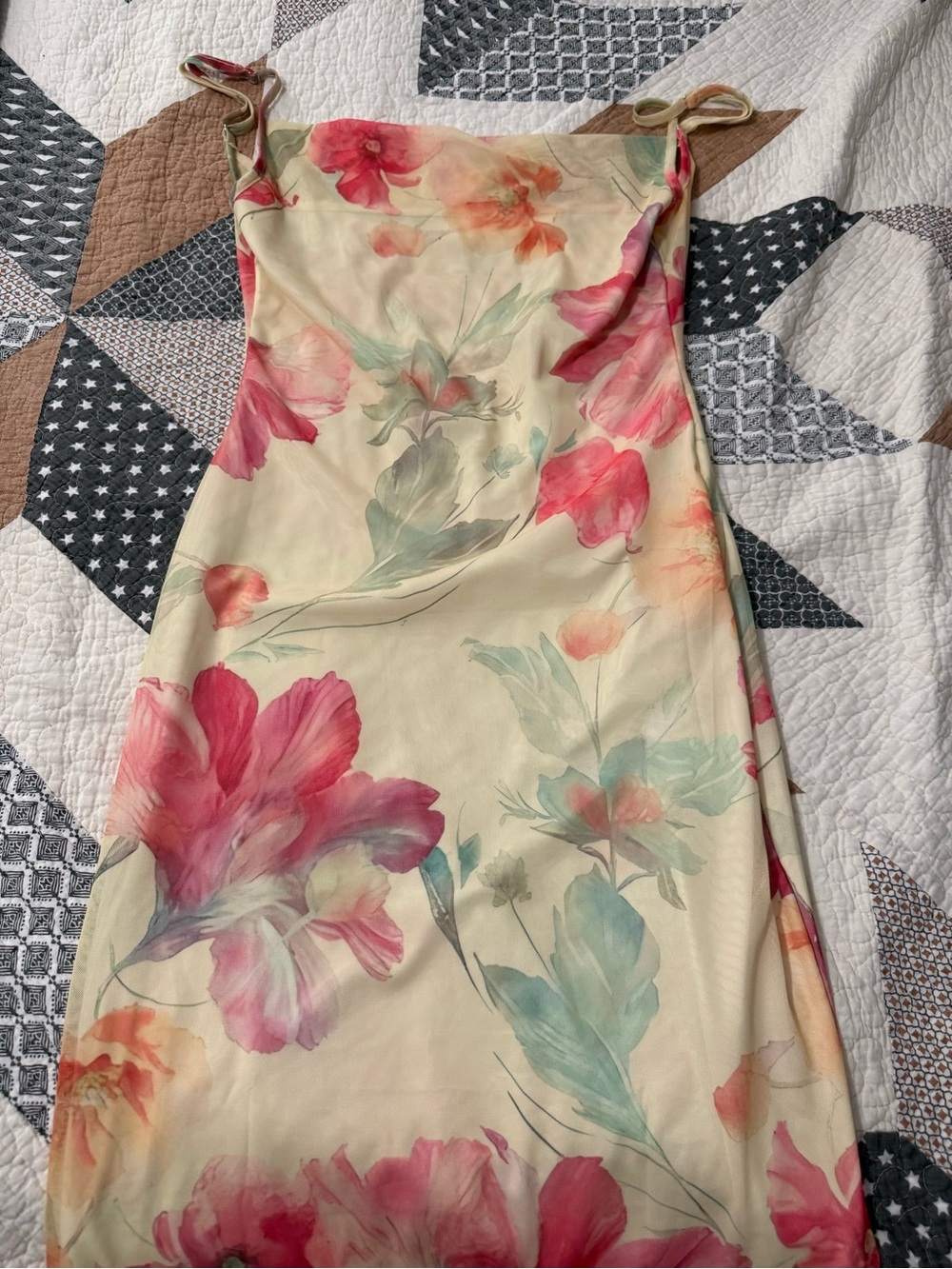 Floral Slip Dress in pastel yellow